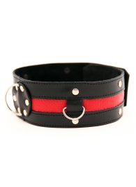 Чёрный ошейник с красной полосой - БДСМ Арсенал - купить с доставкой в Воронеже