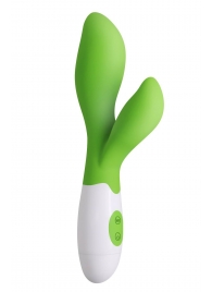 Зеленый вибратор Owen с клиторальным отростком - 20 см. - Baile
