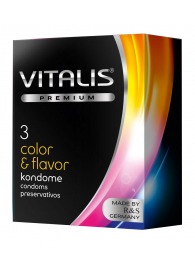 Цветные ароматизированные презервативы VITALIS PREMIUM color   flavor - 3 шт. - Vitalis - купить с доставкой в Воронеже