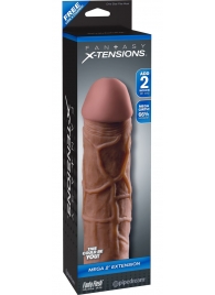 Коричневая насадка Mega 2  Extension - 20,3 см. - Pipedream - в Воронеже купить с доставкой