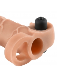 Телесная вибронасадка с кольцом Vibrating Real Feel 2 Extension - 16 см. - Pipedream - в Воронеже купить с доставкой