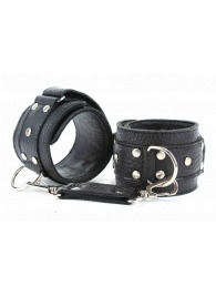 Чёрные кожаные наручники - БДСМ Арсенал - купить с доставкой в Воронеже