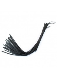 Аккуратная чёрная плетка  из натуральной кожи - БДСМ Арсенал - купить с доставкой в Воронеже