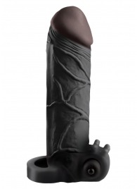 Чёрная вибронасадка с кольцом Vibrating Real Feel 2 Extension - 16 см. - Pipedream - в Воронеже купить с доставкой