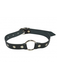 Кляп-кольцо на черных кожаных ремешках - Sitabella - купить с доставкой в Воронеже