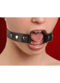 Кляп-кольцо на черных кожаных ремешках - Sitabella - купить с доставкой в Воронеже