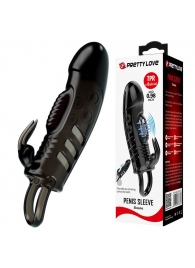 Черная стимулирующая вибронасадка с клиторальным зайчиком Sloane - 18,7 см. - Baile - в Воронеже купить с доставкой