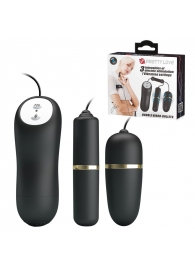 Черный проводной набор с электростимуляцией: виброяйцо и вибропуля - Baile - купить с доставкой в Воронеже