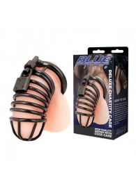 Черная металлическая клетка с замком Deluxe Chastity Cage - BlueLine - купить с доставкой в Воронеже