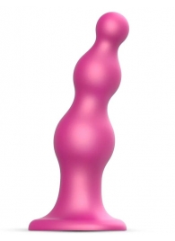 Розовая насадка Strap-On-Me Dildo Plug Beads size L - Strap-on-me - купить с доставкой в Воронеже