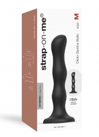 Черная насадка Strap-On-Me Dildo Geisha Balls size M - Strap-on-me - купить с доставкой в Воронеже