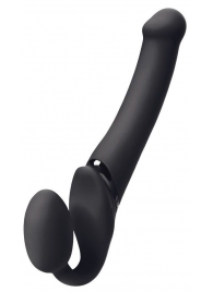 Черный безремневой вибрострапон Silicone Bendable Strap-On - size XL - Strap-on-me - купить с доставкой в Воронеже
