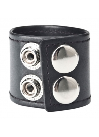 Хомут-утяжка для мошонки из искусственной кожи на клепках SNAP BALL STRETCHER - BlueLine - купить с доставкой в Воронеже