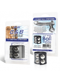 Хомут-утяжка для мошонки из искусственной кожи на клепках SNAP BALL STRETCHER - BlueLine - купить с доставкой в Воронеже