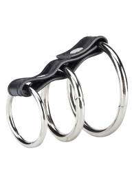 Хомут на пенис из трех металлических колец 3 RING GATES OF HELL - BlueLine - в Воронеже купить с доставкой