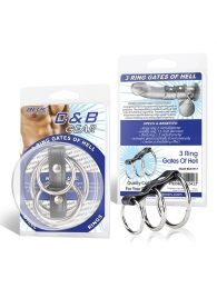 Хомут на пенис из трех металлических колец 3 RING GATES OF HELL - BlueLine - в Воронеже купить с доставкой