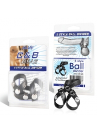 Разделитель мошонки из искусственной кожи на клепках 8 STYLE BALL DIVIDER - BlueLine - купить с доставкой в Воронеже