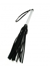 Черный многохвостовый флоггер с металлической рукоятью - 48 см. - Crazy Handmade - купить с доставкой в Воронеже