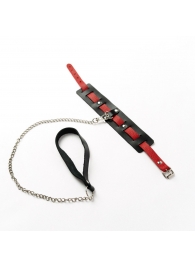 Черный ошейник с красным ремешком и поводком - Crazy Handmade - купить с доставкой в Воронеже