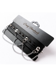 Черный чокер с шипами и металлическими цепочками - Crazy Handmade - купить с доставкой в Воронеже