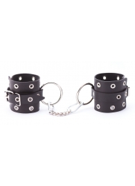 Черные кожаные наручники с люверсами - Crazy Handmade - купить с доставкой в Воронеже