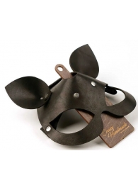 Черная кожаная маска  Кошка  с маленькими ушками - Crazy Handmade - купить с доставкой в Воронеже