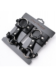 Черные наручники с креплением на кисть руки - Crazy Handmade - купить с доставкой в Воронеже