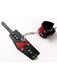 Черные кожаные оковы с красными вставками - Crazy Handmade - купить с доставкой в Воронеже