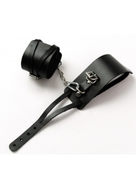 Черные кожаные оковы с креплением в виде веревочек - Crazy Handmade - купить с доставкой в Воронеже