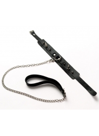 Черный ошейник с шипами и поводком - Crazy Handmade - купить с доставкой в Воронеже