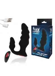 Черный анальный вибростимулятор с пультом ДУ - Sex Expert - в Воронеже купить с доставкой