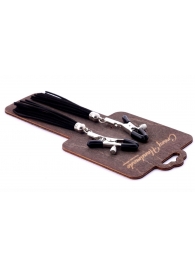 Зажимы на соски с черными замшевыми кисточками - Crazy Handmade - купить с доставкой в Воронеже