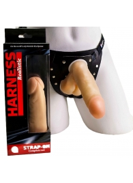 Реалистичный фаллоимитатор с мошонкой на трусиках Харнесс - 16,5 см. - LOVETOY (А-Полимер) - купить с доставкой в Воронеже