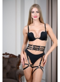 Кожаные гартеры на поясе Esteria - БДСМ Арсенал - купить с доставкой в Воронеже