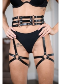 Кожаные гартеры на поясе Esteria - БДСМ Арсенал - купить с доставкой в Воронеже