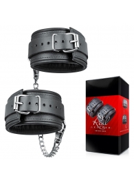 Черные кожаные оковы на цепочке с карабинами - Notabu - купить с доставкой в Воронеже