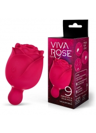 Малиновый вибростимулятор в форме бутона со стебельком - Bior toys