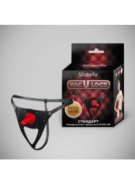 Черные кожаные универсальные трусики со штырьком для насадок и вырезом - Sitabella - купить с доставкой в Воронеже