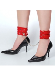 Кожаные красные оковы с цепочкой - Sitabella - купить с доставкой в Воронеже