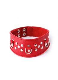 Кожаный красный ошейник с велюровой подкладкой - Sitabella - купить с доставкой в Воронеже