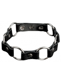 Кожаный черный ошейник с кольцами - Sitabella - купить с доставкой в Воронеже