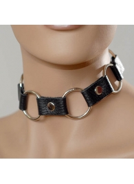 Кожаный черный ошейник с кольцами - Sitabella - купить с доставкой в Воронеже