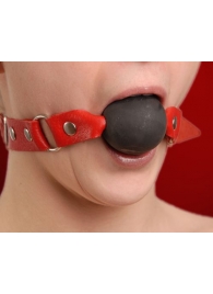 Чёрный кляп-шар с красным ремешком - Sitabella - купить с доставкой в Воронеже