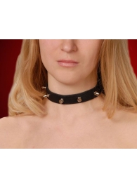 Узкий чёрный ошейник с шипами - Sitabella - купить с доставкой в Воронеже