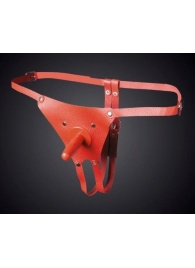 Красные кожаные универсальные трусики со штырьком для насадок - Sitabella - купить с доставкой в Воронеже