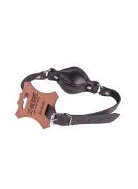 Чёрный кожаный кляп на регулируемых ремешках - Sitabella - купить с доставкой в Воронеже
