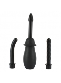 Чёрный анальный душ с насадками KIT BLACK - Seven Creations - купить с доставкой в Воронеже