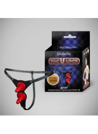 Чёрные кожаные трусики с двумя штырьками для насадок - Sitabella - купить с доставкой в Воронеже