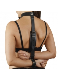 Черная кожаная фиксация рук за спиной  Новичок - Sitabella - купить с доставкой в Воронеже