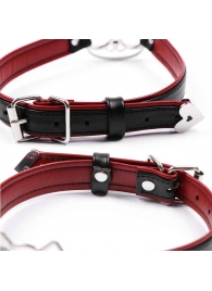 Черно-красный ошейник с мордочкой кошечки - Notabu - купить с доставкой в Воронеже